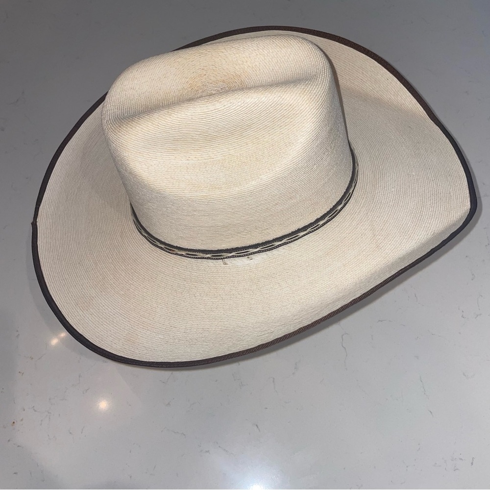 Cowboy Hat By Atwood Hereford Low Crown long Oval straw Size 6 7/8